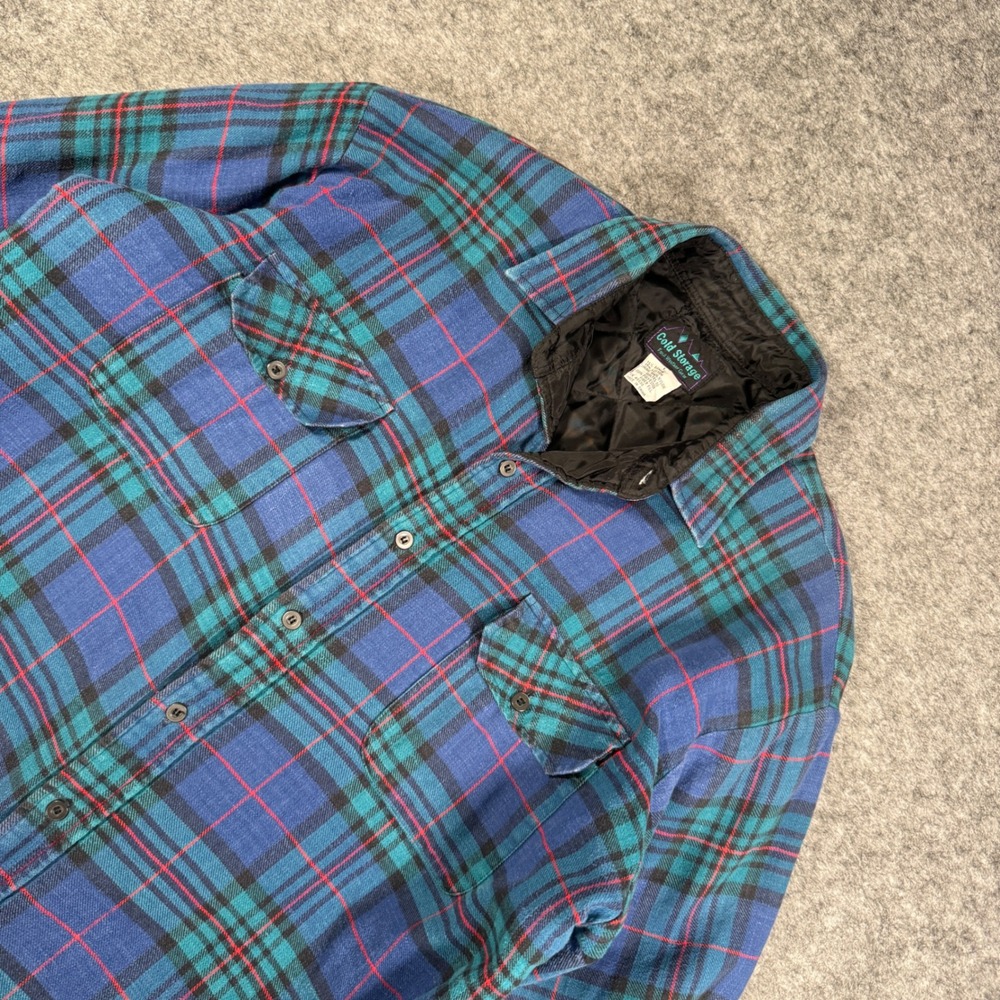 Vintage Cold Storage Foul Weather Mens Plaid Quilted Lined Flannel Shirt Large